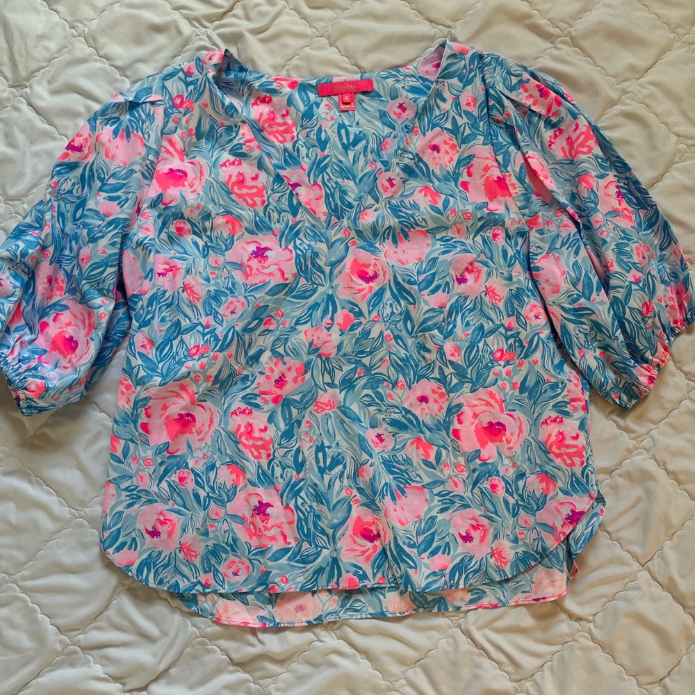 Lily Pulitzer puff 3/4 sleeve top